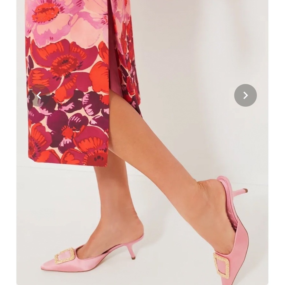 Tuckernuck Hutton Dress Poppy Stripe Floral Pink Red Midi 3X 3/4 Sleeve Crewneck - Picture 3 of 9